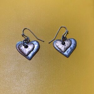 Heart-Shaped Silver and Gold Earrings